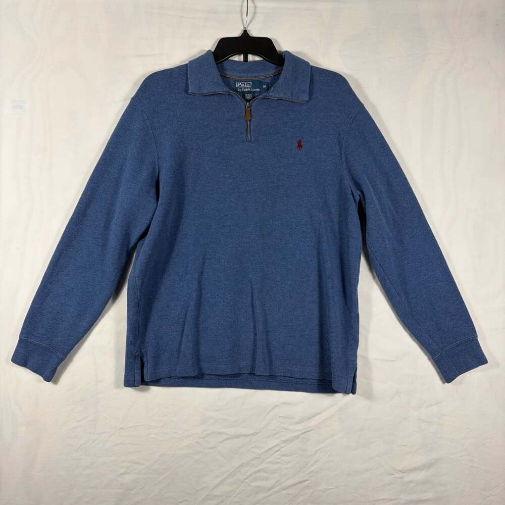Polo By Ralph Lauren 1/4 Zip Pullover Sweater Size M Blue